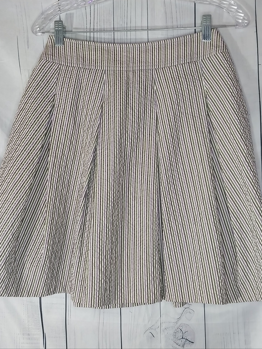 Gunex Striped Pleated A-Line High-Waisted  Skirt
